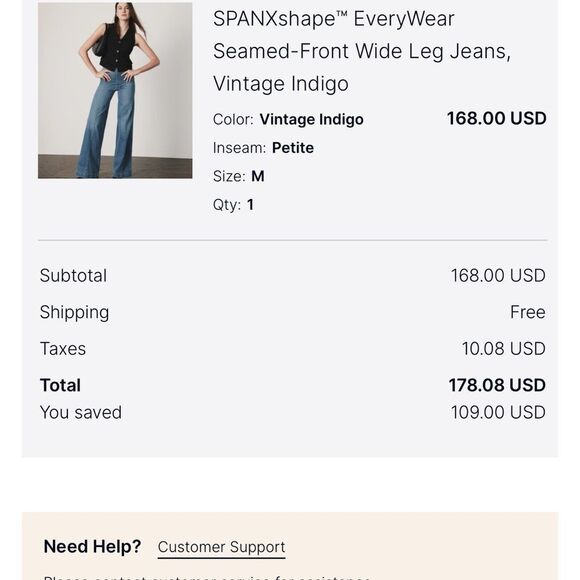 SPANXshape™ EveryWear Seamed-Front Wide Leg Jeans size medium petite - Picture 10 of 10